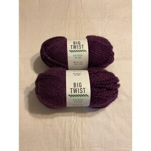 Lot Of 2 Big Twist Natural Wool Blend Yarn Violet 5oz/142g 105yds/96m Bulky